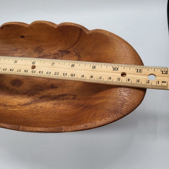 Vintage Monkey Pod Wood Bowl Hand Crafted Brown 11 x 3 3/4 - Picture 2 of 5